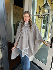 Oatmeal Poncho Shawl Top