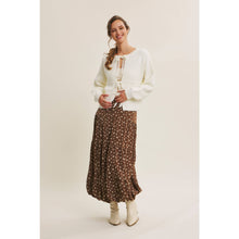 Load image into Gallery viewer, Brown Floral Bubble Midi Skirt