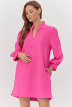 Load image into Gallery viewer, Hot Pink Textured Long Sleeve Dress