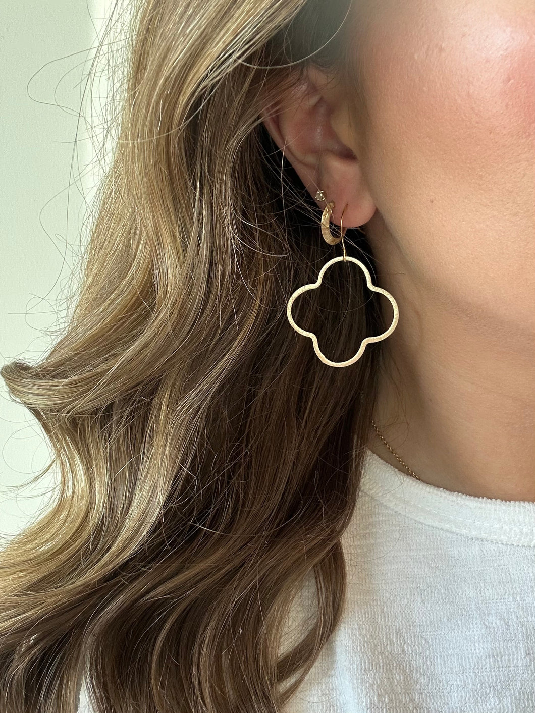 Gold Open Clover Earring