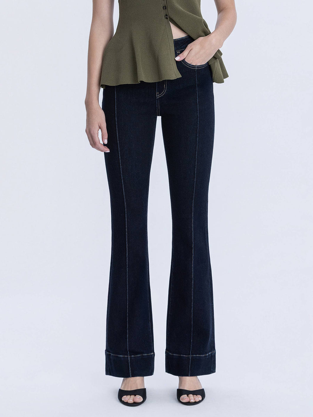 VERVET HIGH RISE PINTUCK TROUSER  BOOTCUT JEANS