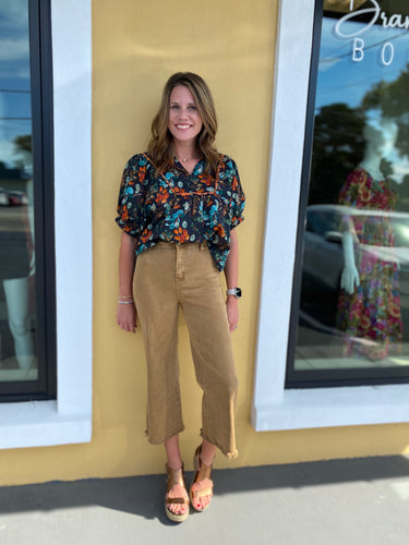 Camel Denim Cropped Jeans