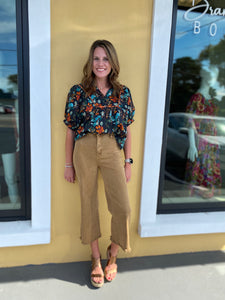 Camel Denim Cropped Jeans