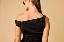 Load image into Gallery viewer, Black  Ruched One Shoulder Dress