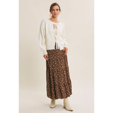 Load image into Gallery viewer, Brown Floral Bubble Midi Skirt