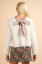 Load image into Gallery viewer, Ivory Furry Top with Back Velvet Ribbon