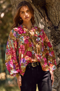 Olive Floral Printed Blouse