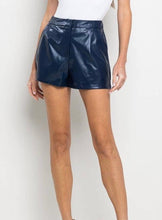 Load image into Gallery viewer, Navy Leather Shorts