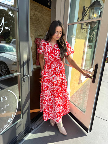 Red Floral Maxi Dress