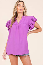 Load image into Gallery viewer, GAME DAY RUFFLE SLEEVE TOP (3 colors)