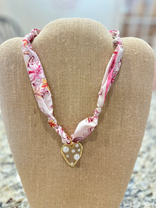 Pearl Heart Scarf Charm Necklace 