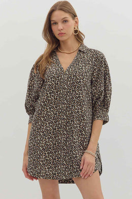 Leopard Print Shift Dress