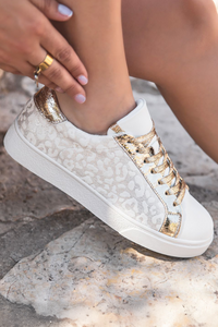 Leopard Print Glitter Patch PU Leather Shoes  | US6-10