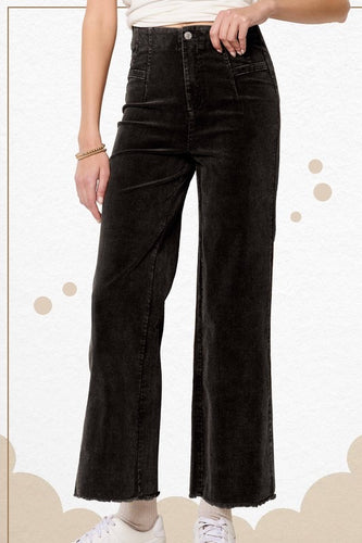 Black Corduroy Straight Leg Pants