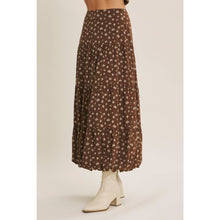Load image into Gallery viewer, Brown Floral Bubble Midi Skirt
