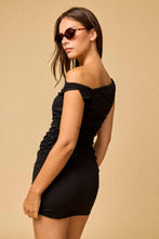 Load image into Gallery viewer, Black  Ruched One Shoulder Dress