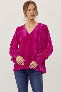 Hot Pink Velvet Top