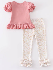 Dusty Pink Rabbit Ruffle Pants Set