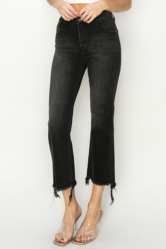 Risen Black Crop Flare Jeans