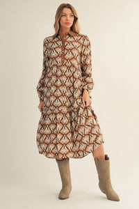 Brown Boho Midi Dress
