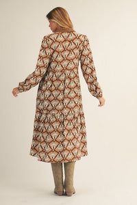 Brown Boho Midi Dress