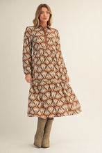 Load image into Gallery viewer, Brown Boho Midi Dress