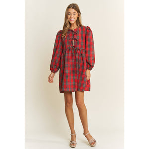 Red Plaid Bow Dress