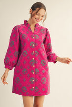 Load image into Gallery viewer, Pink Jacquard Button Down Dress