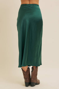Navy Satin Maxi Skirt