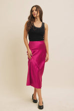 Load image into Gallery viewer, Navy Satin Maxi Skirt