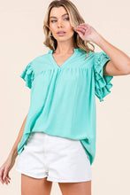 Load image into Gallery viewer, GAME DAY RUFFLE SLEEVE TOP (3 colors)