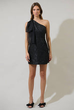 Load image into Gallery viewer, Black Textured One Shoulder Mini Dress