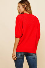 Load image into Gallery viewer, Red Puff Sleeve Sweater