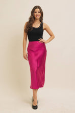Load image into Gallery viewer, Navy Satin Maxi Skirt
