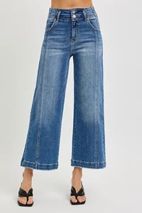 Risen Double Button Cropped Jeans
