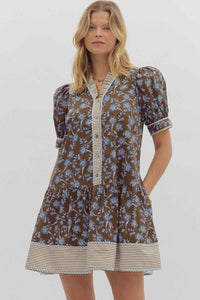 Brown and Blue Fall Dress