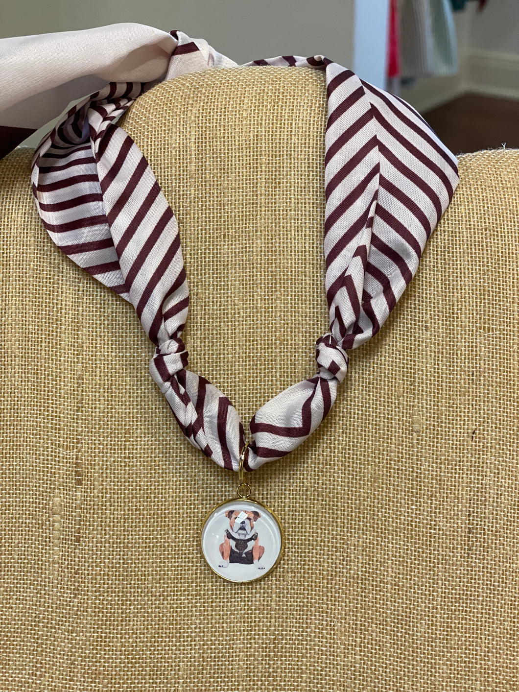 Mississippi State Bulldog Scarf Necklace