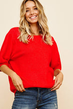 Load image into Gallery viewer, Red Puff Sleeve Sweater