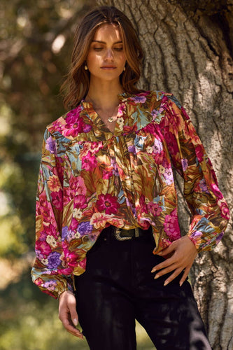 Olive Floral Printed Blouse