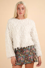 Load image into Gallery viewer, Ivory Furry Top with Back Velvet Ribbon