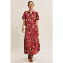 Load image into Gallery viewer, Brown Floral Bubble Midi Skirt
