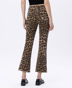 LOVERVET HIGH RISE LEOPARD KICK FLARE JEANS