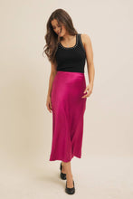 Load image into Gallery viewer, Navy Satin Maxi Skirt