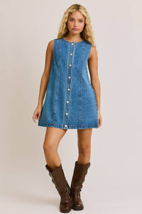 BUTTON DOWN DENIM MINI DRESS