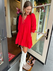 Red Tiered Mini Dress