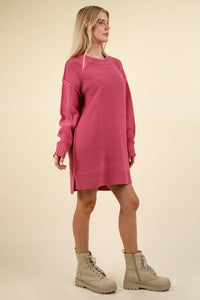 Chunky Round Neck Oversized Sweater Mini Dress