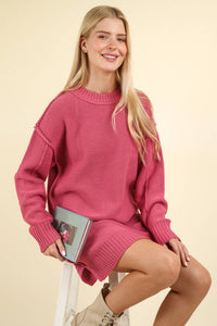 Chunky Round Neck Oversized Sweater Mini Dress