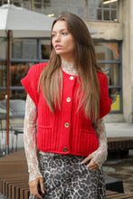 Load image into Gallery viewer, Red Chunky Cardigan Sweater