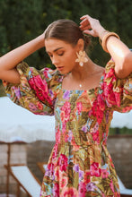 Load image into Gallery viewer, Olive Floral Print Maxi Dress