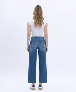 VERVET HIGH RISE CROP UTILITY POCKET STRAIGHT JEANS